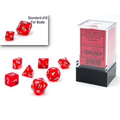 Translucent: Mini 7pc Polyhedral Red / white