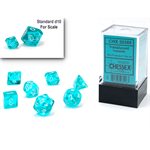 Translucent: Mini 7pc Polyhedral Teal / white
