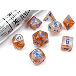 Lab Dice 5: Borealis: 7Pc Polyhedral Rose Gold / Light blue Luminary