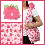 Tote Bag with Plushie: (Pink Strawberry Cats + Pink Strawberry Cat) (No Amazon Sales)