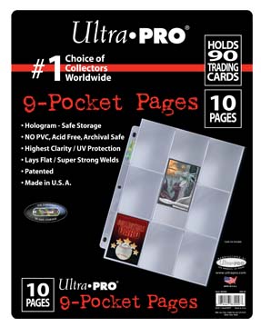 Pages: Toploading: 9-Pocket: Standard Size Cards: Clear (10ct Retail Pack)