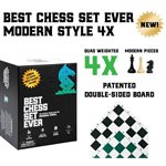 Best Chess Set Ever: XL: 4x Modern Style (Black and Green Reversible) (No Amazon Sales) ^ Q2 2024