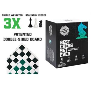 Best Chess Set Ever: Modern Style 3x (Black and Green Reversible) (No Amazon Sales)