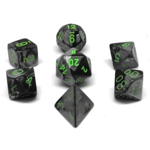 Gemini: Mini 7pc Polyhedral Black-Grey / green ^ FEB 22 2023