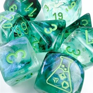 Lab Dice 6: Borealis: 7Pc Polyhedral Kelp / light green Luminary (w / bonus die)