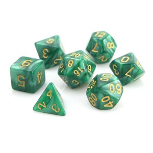 7 Pc RPG Set: Green Swirl with Gold (No Amazon Sales)
