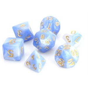 7 Pc RPG Set: Blue and White Marble (No Amazon Sales)