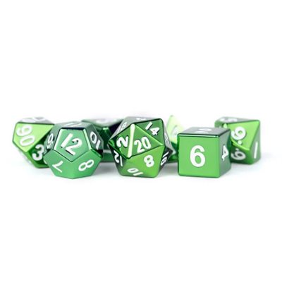 Dice: Metal 16mm 7pc Set: Green