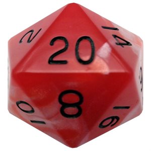 Dice: Acrylic 35mm D20: Red / White w / Black Numbers ^ Q2 2024