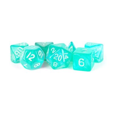 Dice: Acrylic 16mm 7pc Set: Stardust Turquoise ^ Q2 2024