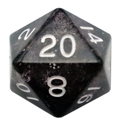 Dice: Acrylic 35mm D20: Ethereal Black w / White Numbers