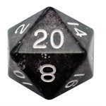 Dice: Acrylic 35mm D20: Ethereal Black w /  White Numbers ^ Q2 2024