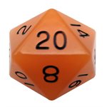 Dice: Acrylic 35mm D20: Glow in the Dark: Orange w /  Black Numbers ^ Q2 2024