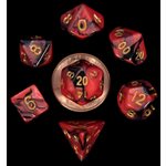 Dice: Mini 10mm 7pc Set: Red / Black w / Gold Numbers ^ Q2 2024