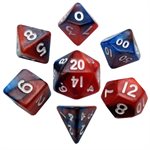 Dice: Mini 10mm 7pc Set: Red / Blue w / White Numbers ^ Q2 2024