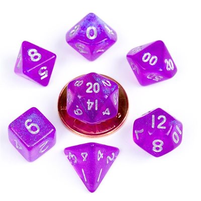 Dice: Mini 10mm 7pc Set: Stardust Purple ^ Q2 2024