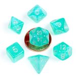 Dice: Mini 10mm 7pc Set: Stardust Turquoise ^ Q2 2024