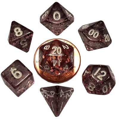 Dice: Mini 10mm 7pc Set: Ethereal Black ^ Q2 2024