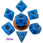 Dice: Mini 10mm 7pc Set: Glow in the Dark: Blue ^ Q2 2024