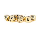 Dice: Metal 16mm 7pc Set: Antique Gold ^ Q3 2024