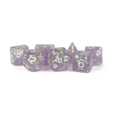 Dice: Resin 16mm 7pc Set: Icy Opal Purple ^ Q3 2024