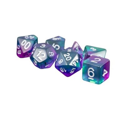 Dice: Resin 16mm 7pc Set: Blue Aurora ^ Q3 2024