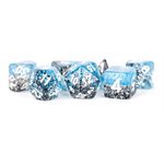 Dice: Resin 16mm 7pc Set: Particle Blue / Black ^ Q3 2024