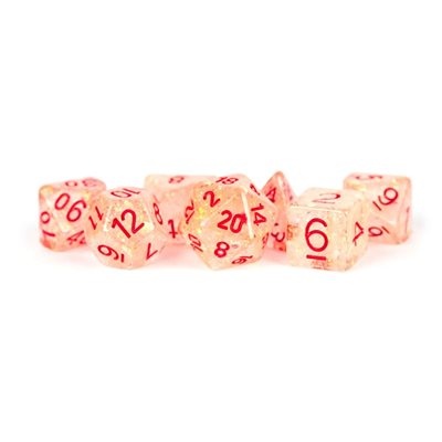 Dice: Resin 16mm 7pc Set: Flash Red ^ Q2 2024