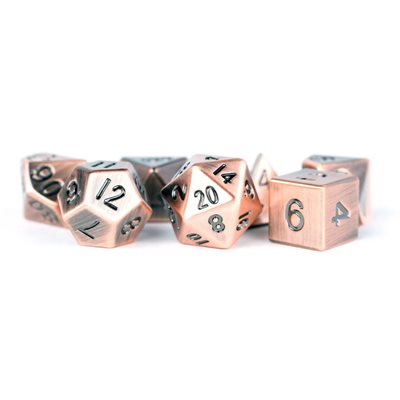 Dice: Metal 16mm 7pc Set: Antique Copper ^ Q2 2024