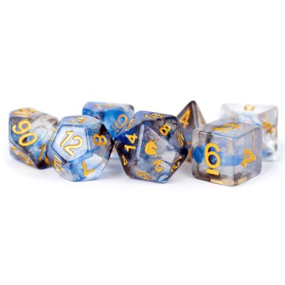 Dice: Resin 16mm 7pc Set: Unicorn Arctic Storm