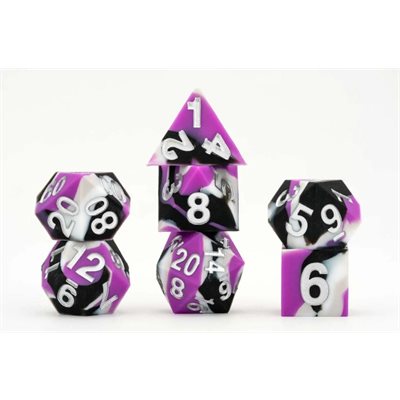 Dice: Sharp Edge Silicon Rubber 16mm 7pc Set: Pride: Asexual ^ Q2 2024