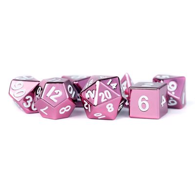 Dice: Metal 16mm 7pc Set: Pink ^ Q3 2024