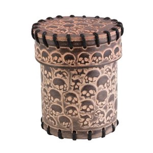 Skully Beige Leather Dice Cup