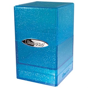 Deck Box: Glitter Blue Satin Tower