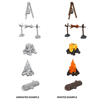 WizKids Deep Cuts Unpainted Miniatures: Wave 10: Camp Fire & Sitting Log